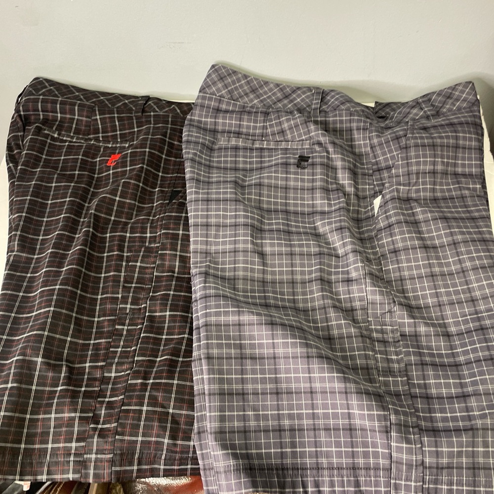 Fila Sport men’s striped golf shorts. Two pair.  Stretch  Flat front. Sz 38